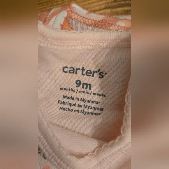 Carter's Baby Girl Pink Peach Coral and Cream Bodysuits Set 6 - 9 Months - Picture 4 of 10